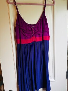 Colorblock Spaghetti Strap Dress in Magenta, Pink & Purple